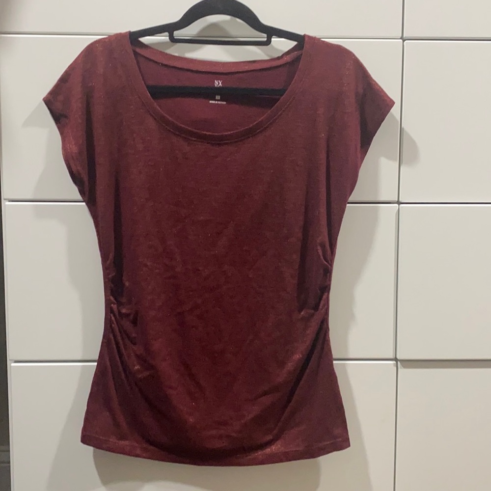 sparkly maroon shirt